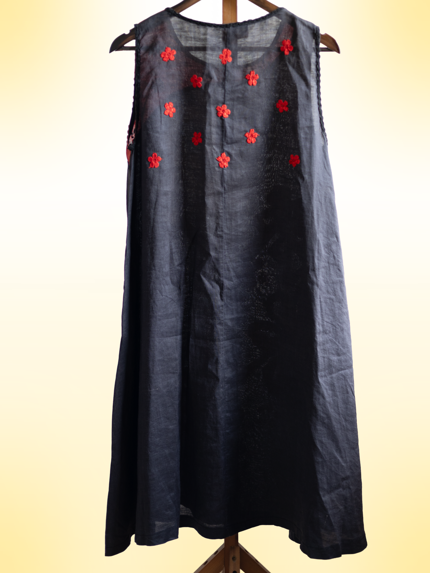 Blossom Handcrafted Linen Dress with Patchwork, Sequins & Lace