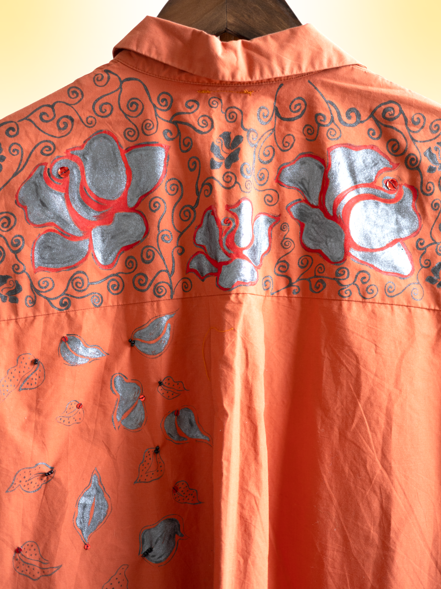 Blossom Handcrafted Cotton Dress with Hand Painting & Beads