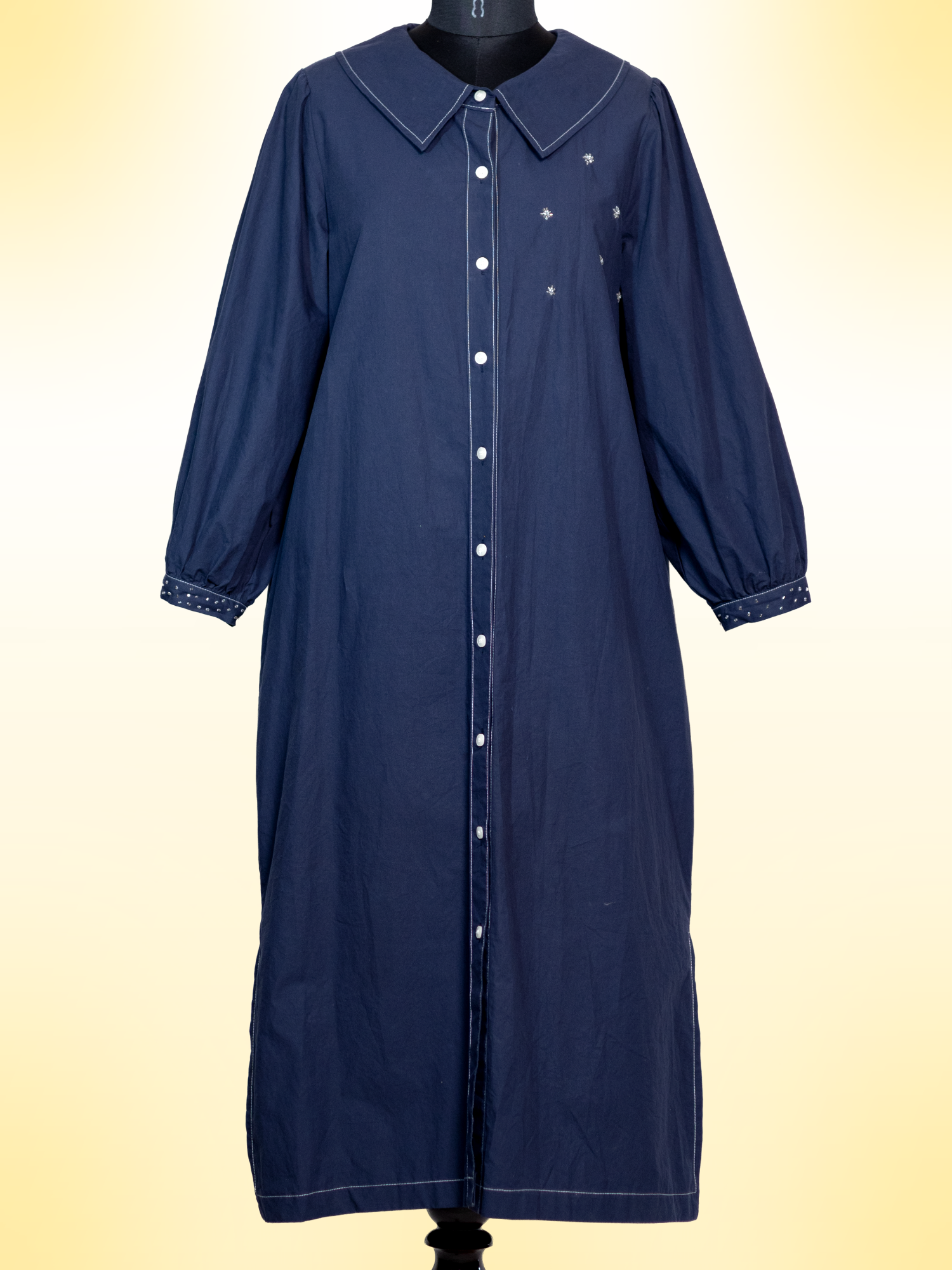 Wandersoul Handcrafted Cotton Dress with Applique, Lace & Beads