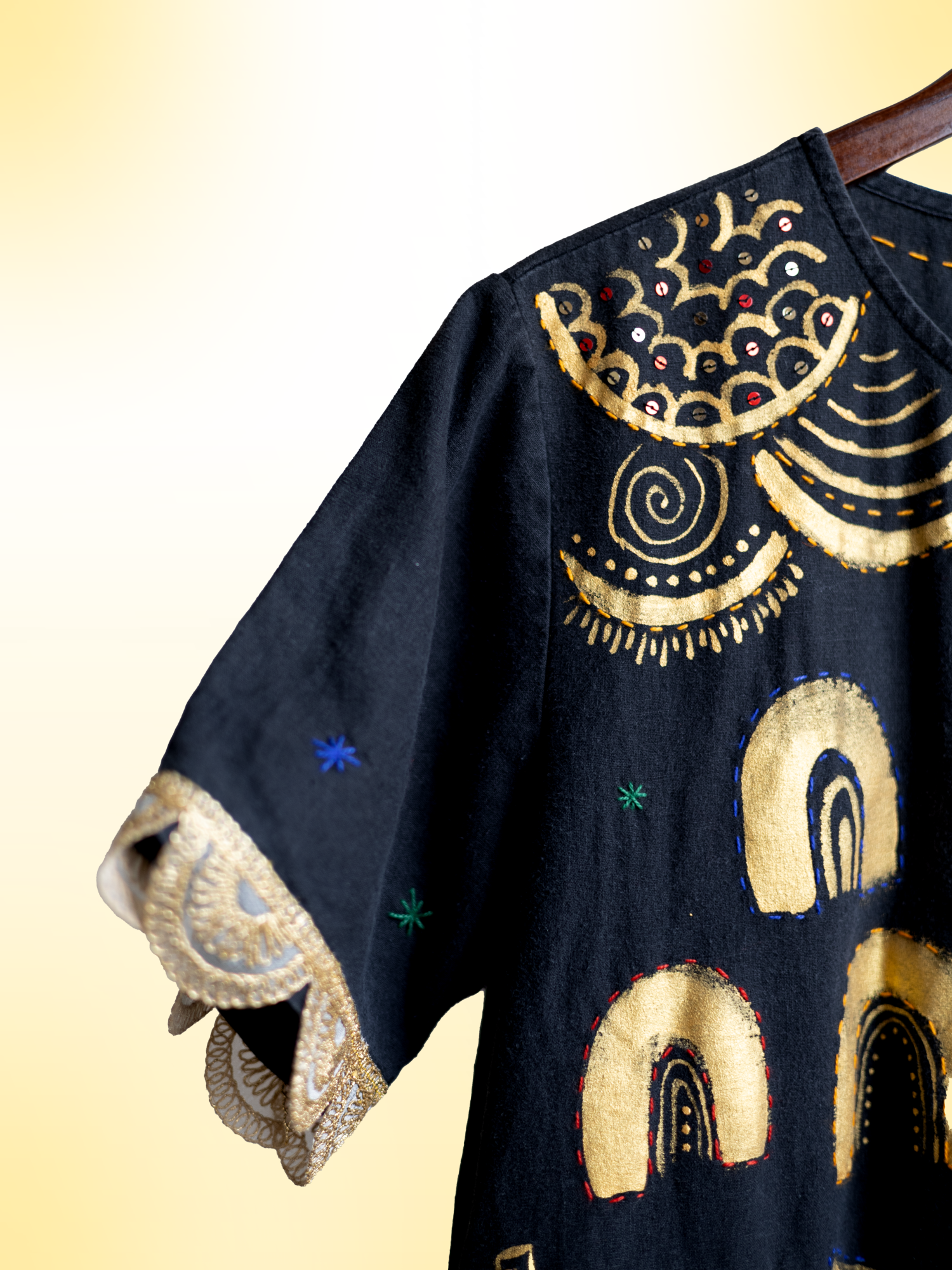 Exotic Bohos Handcrafted Cotton Dress with Sequins & Lace