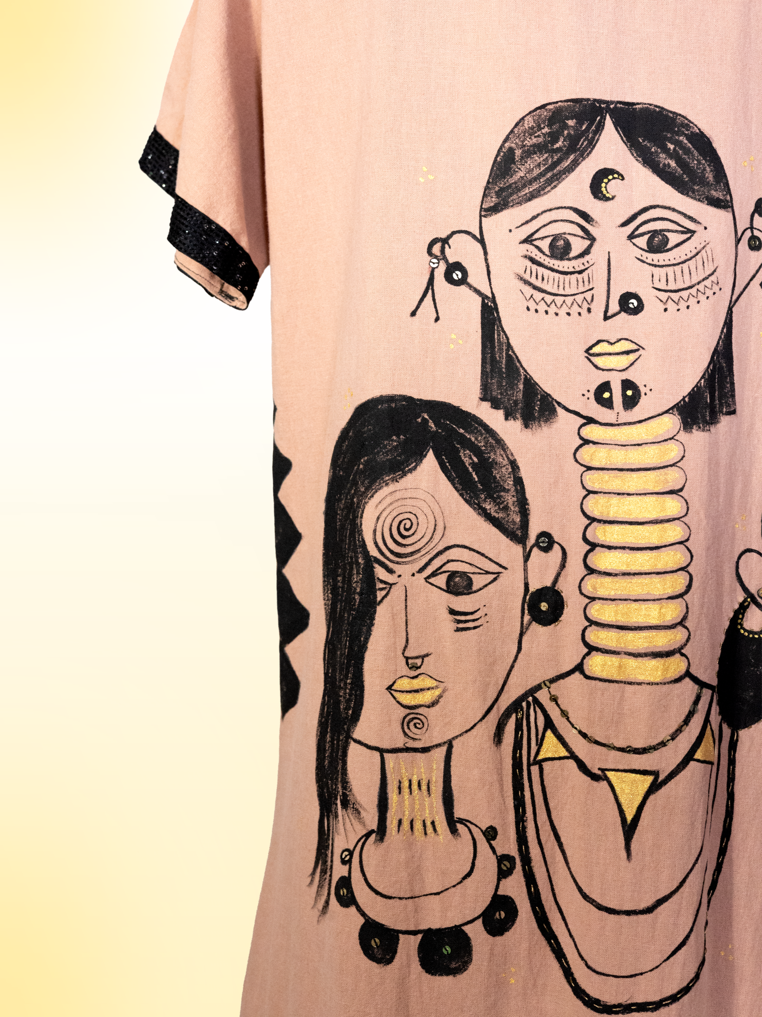 Charismatic Tribes Handcrafted Cotton Dress with Embroidery, Sequins & Beads