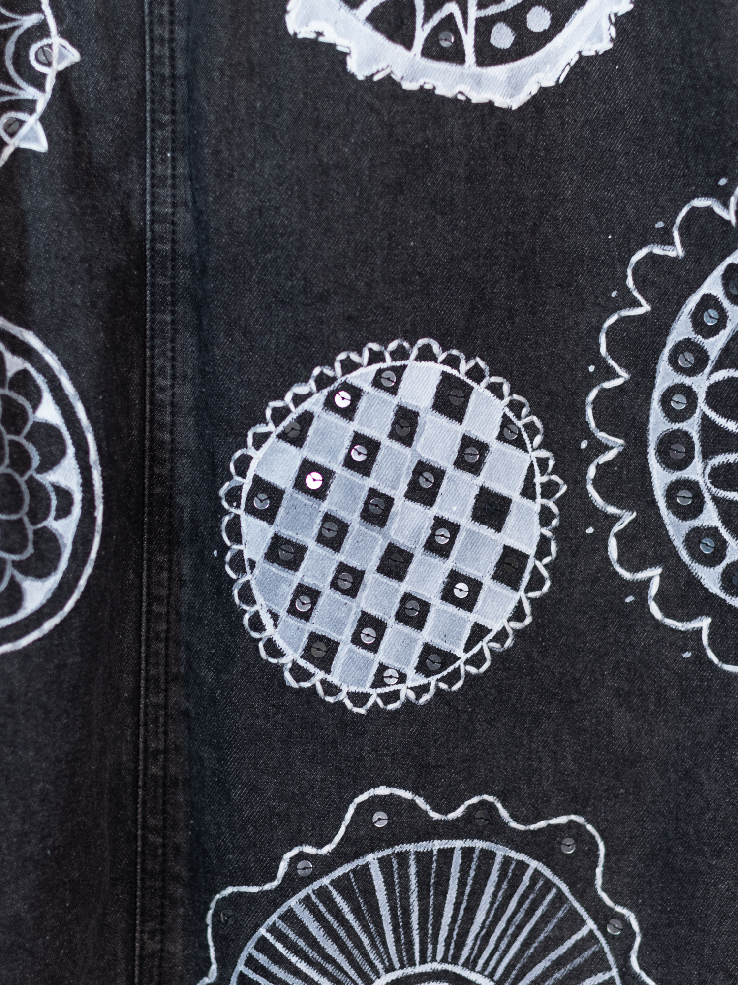 The Exotic Bohos Handcrafted Denim Skirt with Hand Painting, Hand Embroidery & Beads