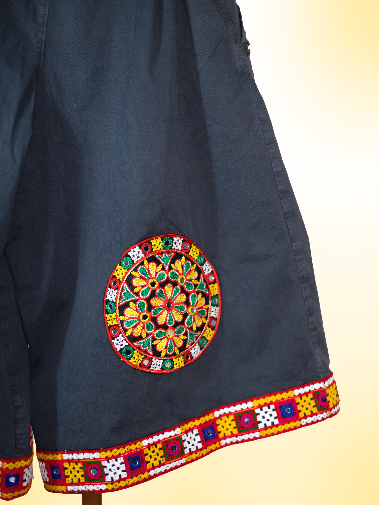 The Exotic Bohos Handcrafted Cotton Trouser/Culottes with Hand Painting, Hand Embroidery & Beads