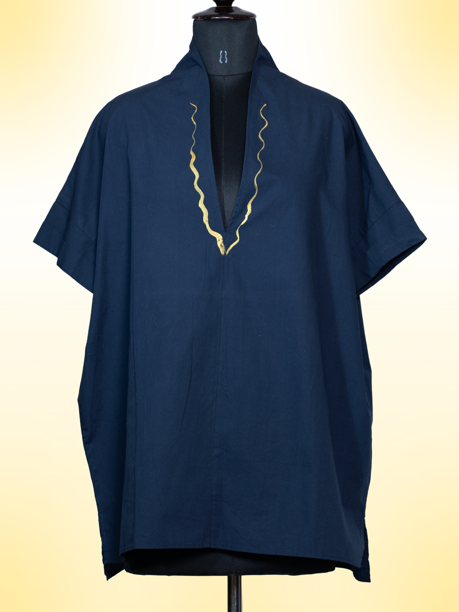 Aanshik Handcrafted Cotton Top with Hand Painting, Hand Embroidery & Beads