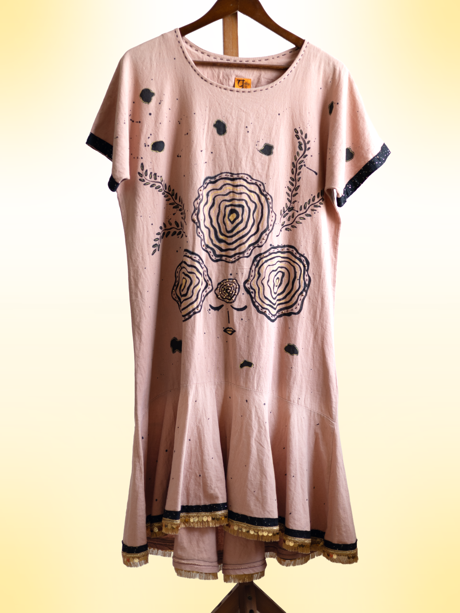Charismatic Tribes Handcrafted Cotton Dress with Embroidery, Sequins & Beads