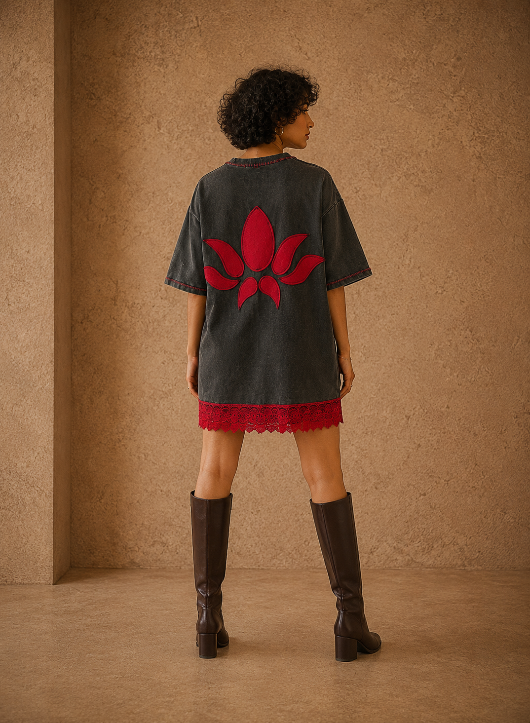 The Lotus Bloom T-shirt Dress – Handcrafted Cotton T-Shirt Dress