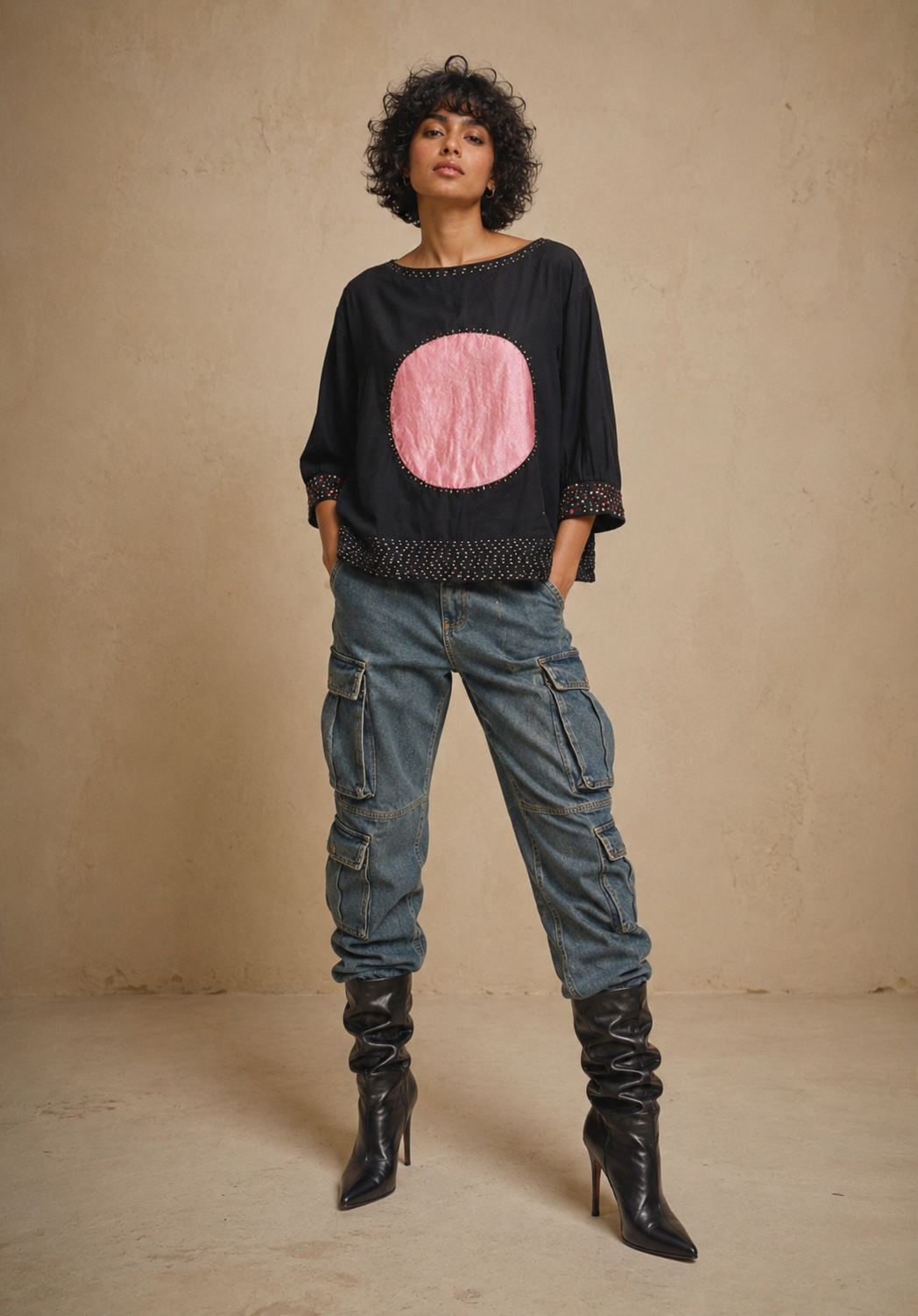 The Exotic Bohos Handcrafted Top Top with Hand Painting, Hand Embroidery & Beads