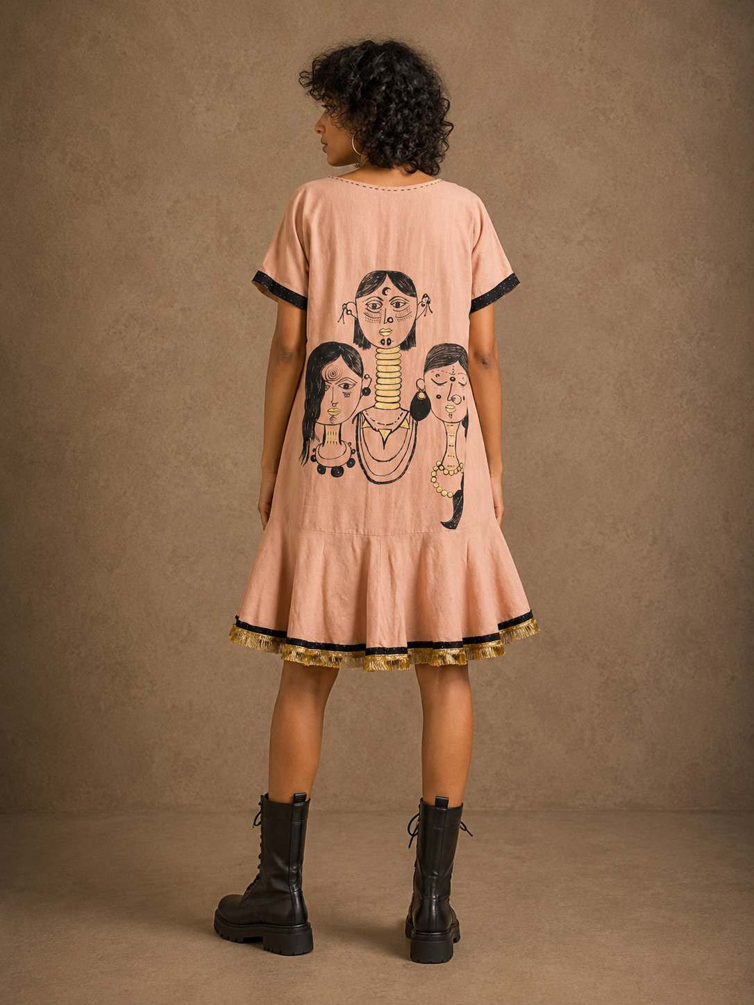 Charismatic Tribes Handcrafted Cotton Dress with Embroidery, Sequins & Beads