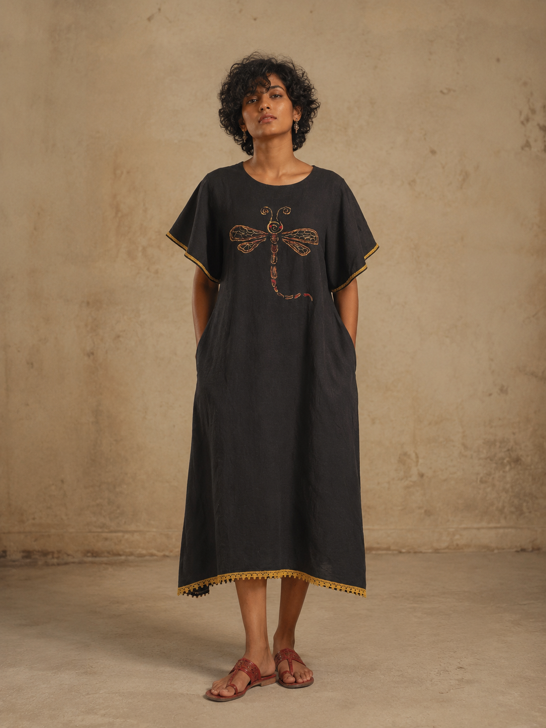 The Dragonfly Handcrafted Cotton Linen Dress