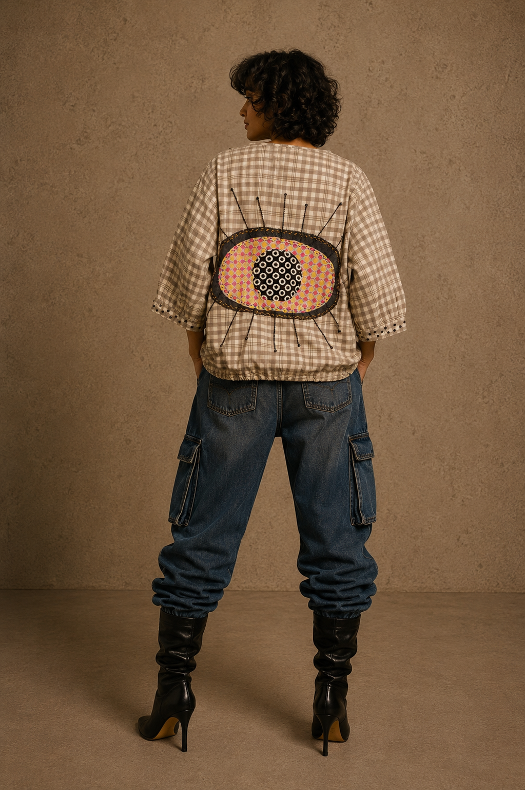 The Exotic Bohos Handcrafted Cotton Top with Hand Painting, Hand Embroidery & Beads