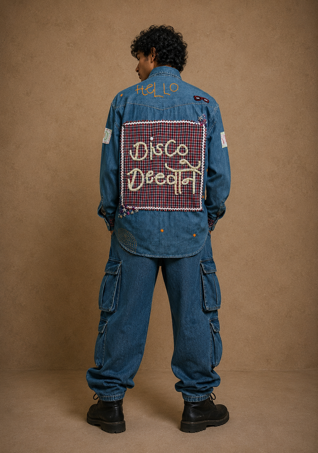 The Retro Doodles Handcrafted Denim Shirt