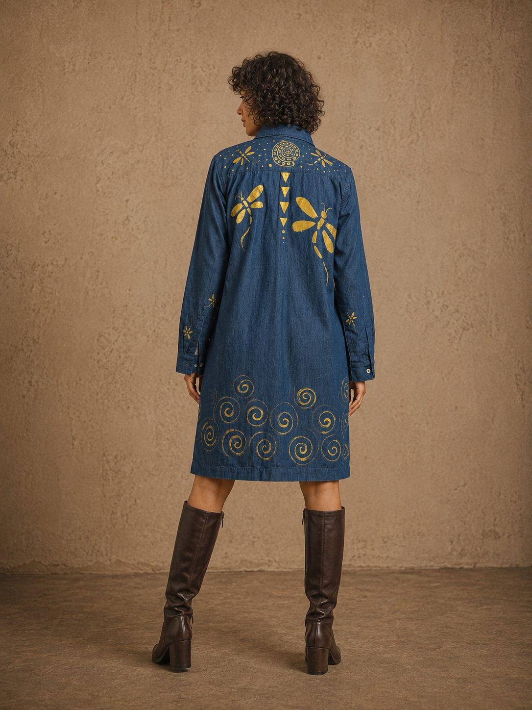 The Dragonfly Handcrafted Cotton Denim Dress