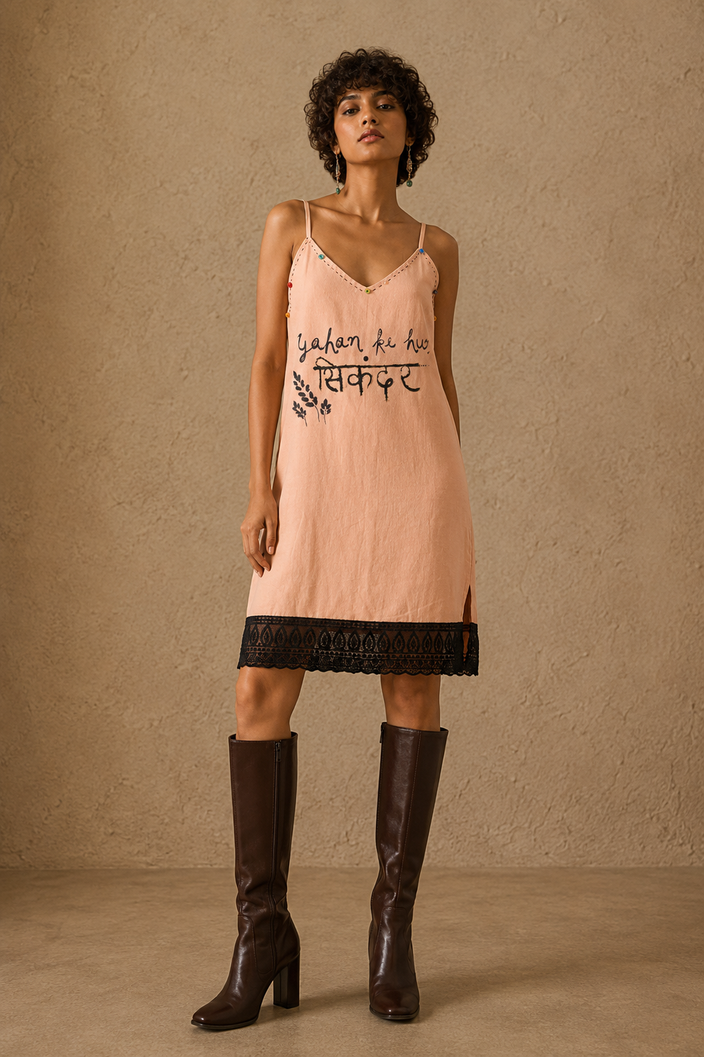 The Retro Doodles Handcrafted Cotton Linen Dress