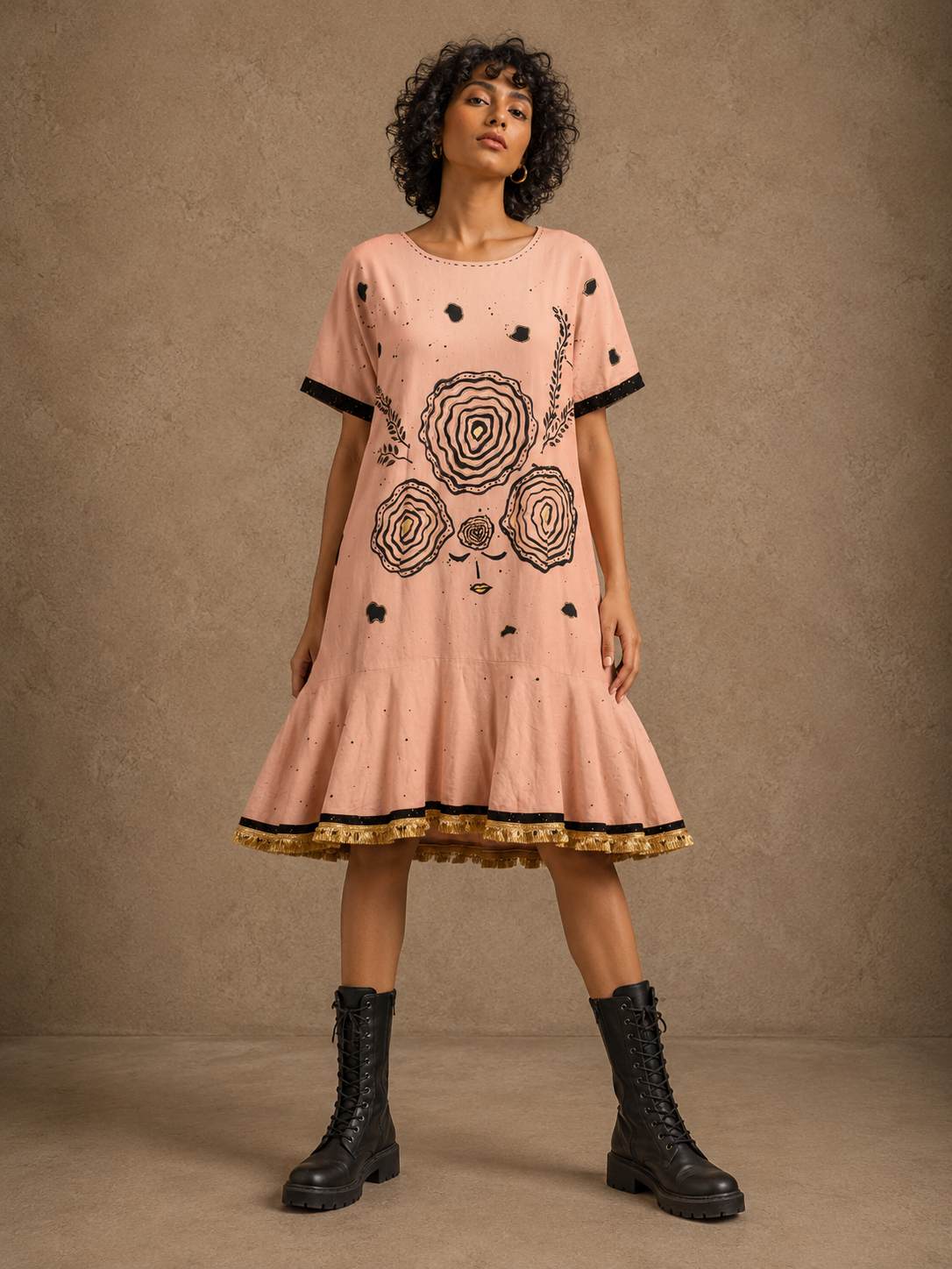 Charismatic Tribes Handcrafted Cotton Dress with Embroidery, Sequins & Beads