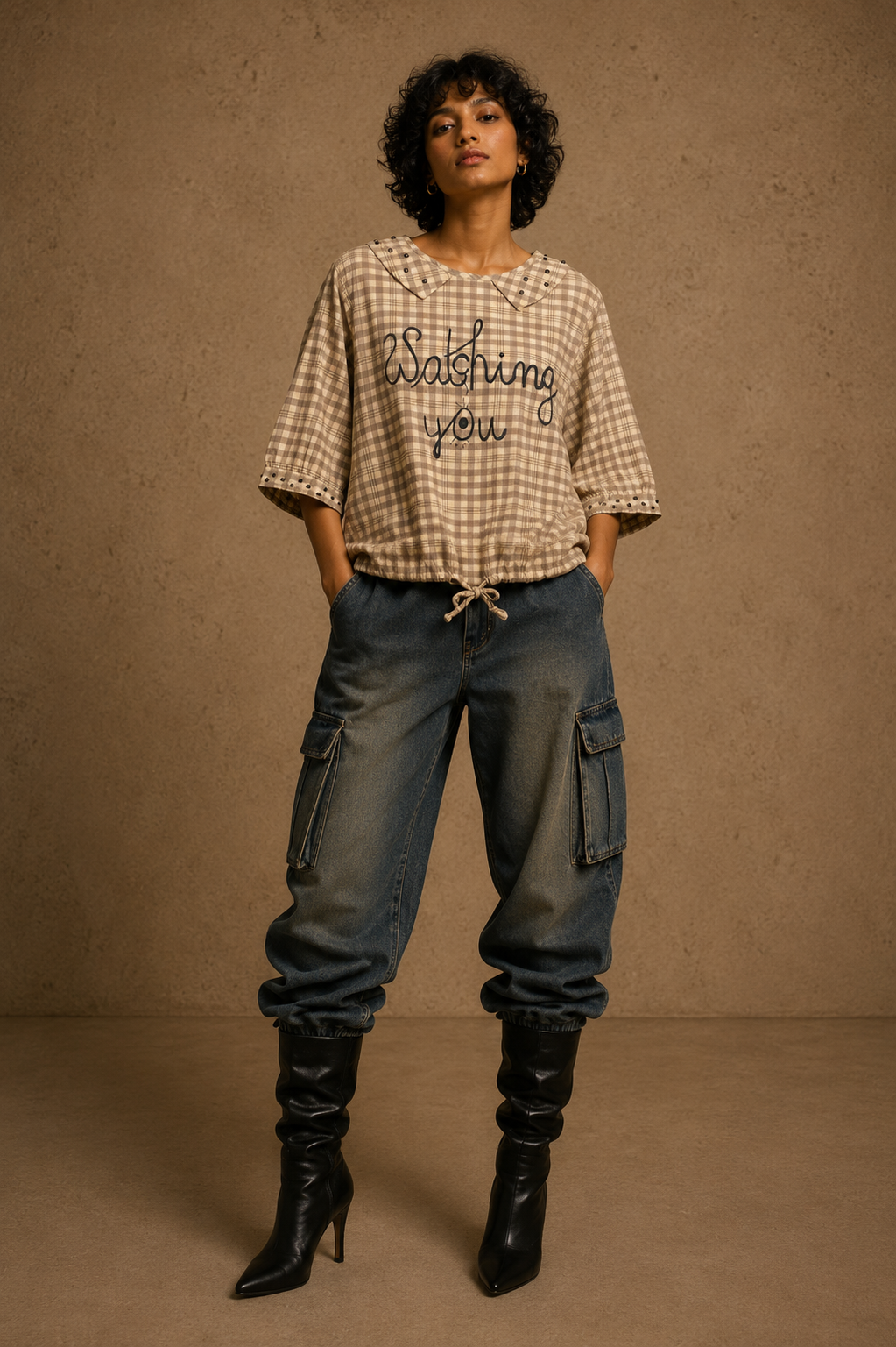 The Exotic Bohos Handcrafted Cotton Top with Hand Painting, Hand Embroidery & Beads
