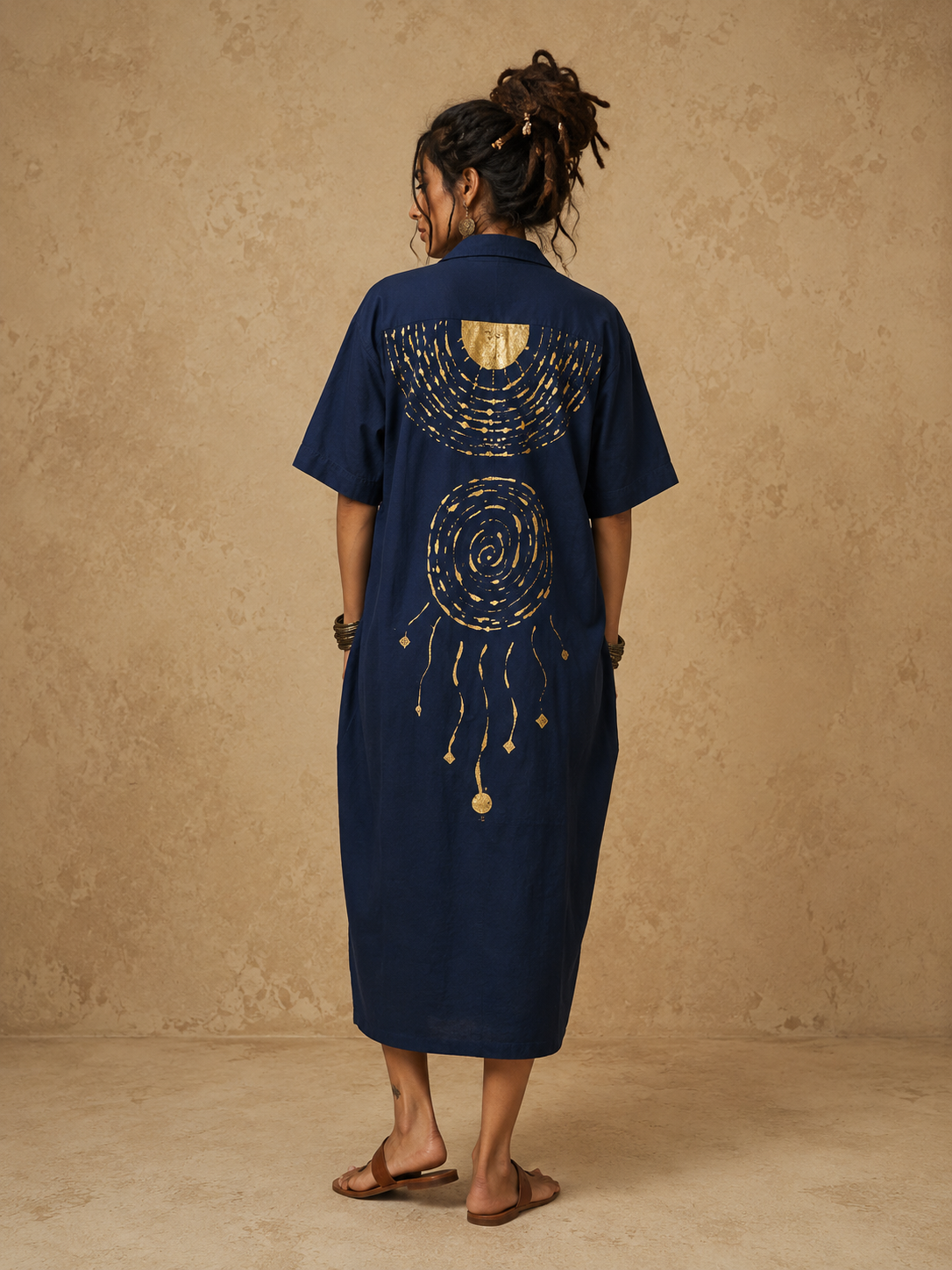 Exotic Bohos Handcrafted Cotton Dress with Bead Detailing