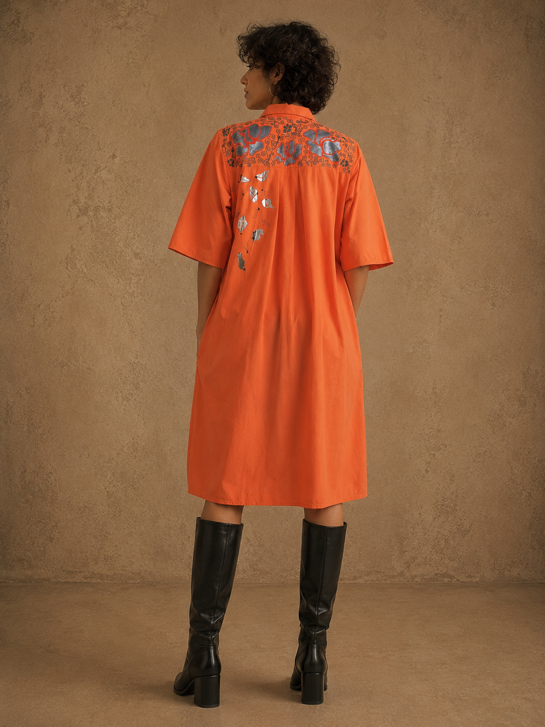 Blossom Handcrafted Cotton Dress with Hand Painting & Beads