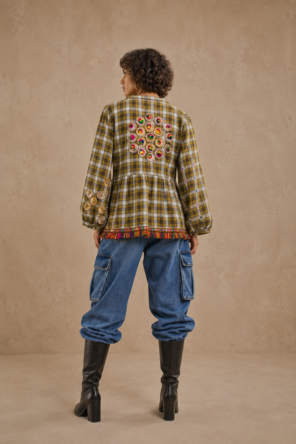 The Exotic Bohos Handcrafted Cotton Top with Hand Painting, Hand Embroidery & Beads