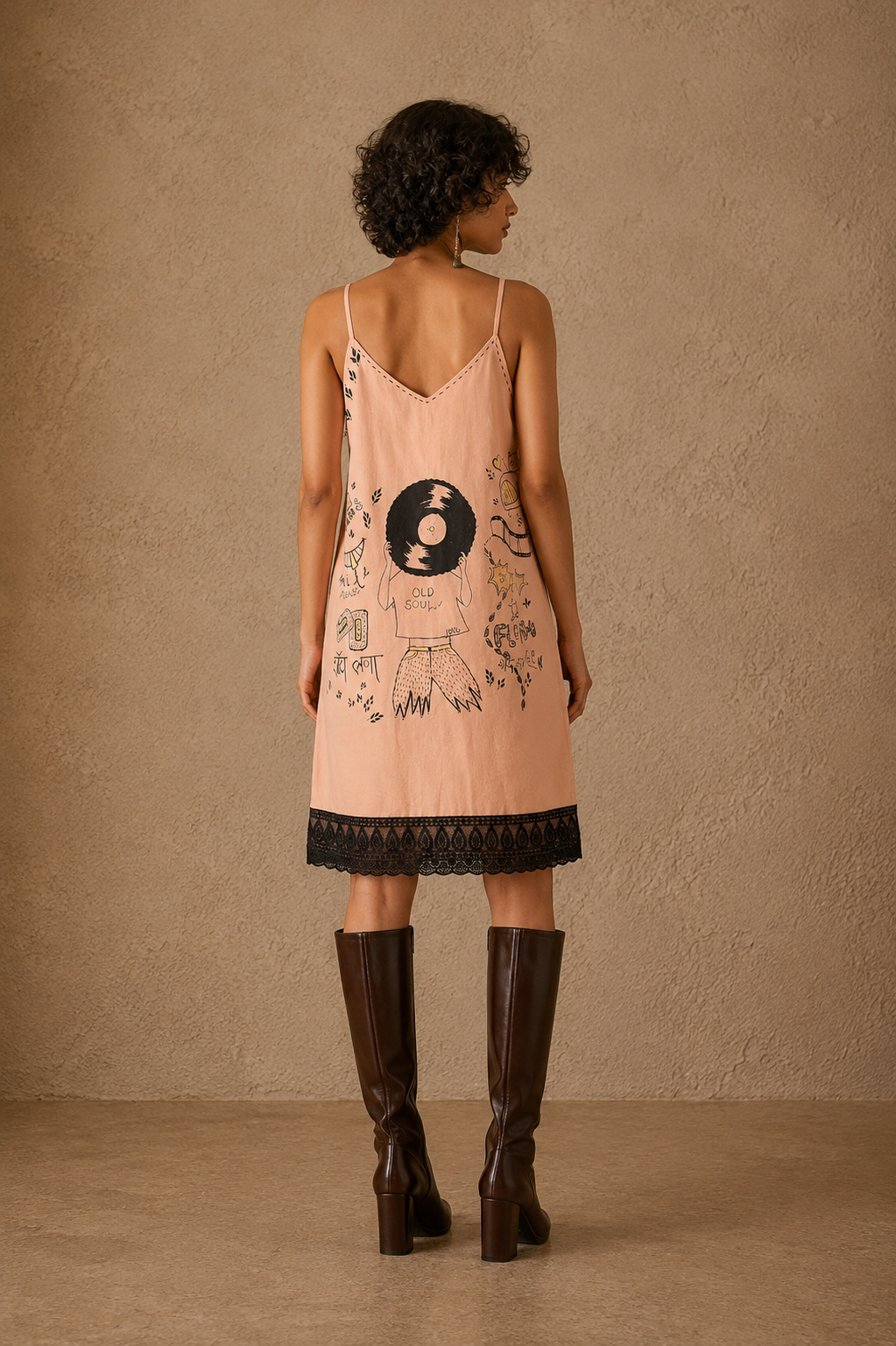 The Retro Doodles Handcrafted Cotton Linen Dress