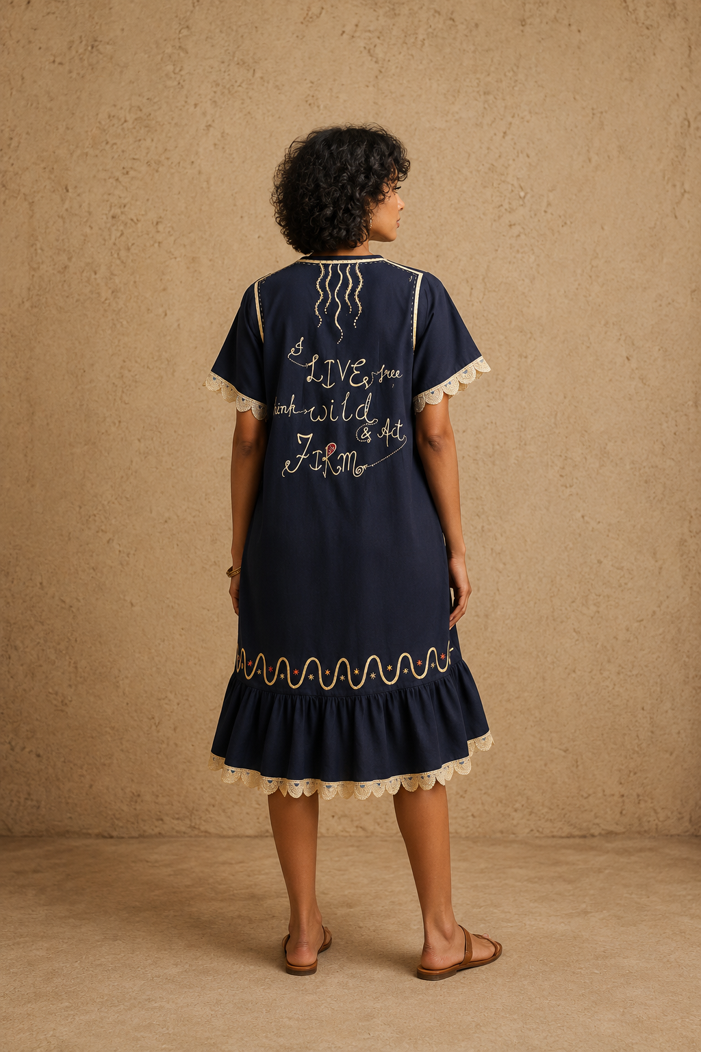 Exotic Bohos Handcrafted Cotton Dress with Sequins & Lace