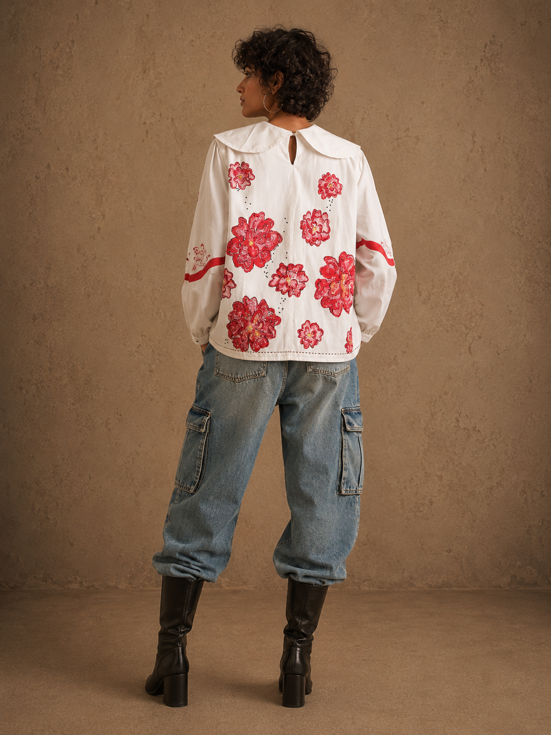 Blossom Handcrafted Cotton Top with Hand Embroidery & Beads