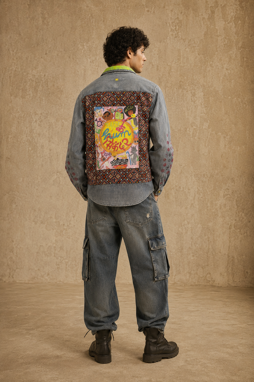 The Retro Doodles Handcrafted Denim Shirt