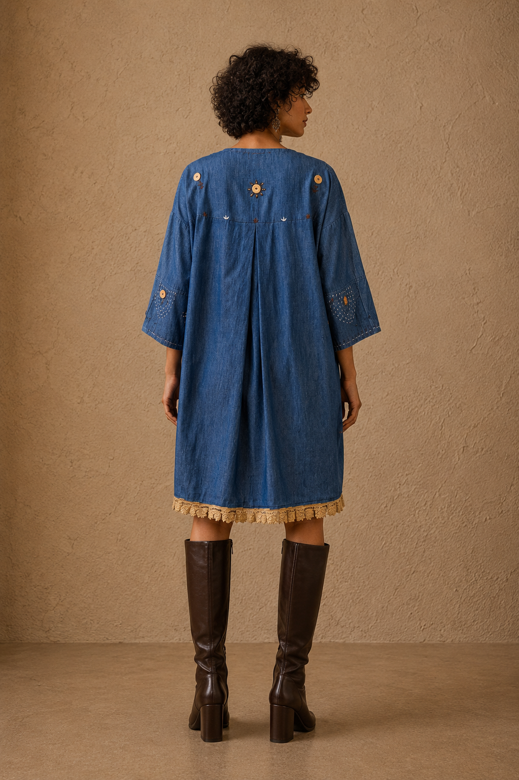 The Caffeine Evenings Handcrafted Denim Dress