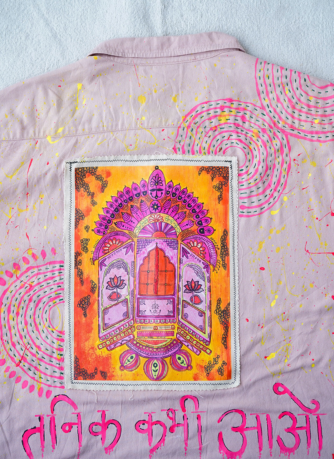 The Haveli Oversized Shirt – Printed Cotton Denim Oversized Shirt
